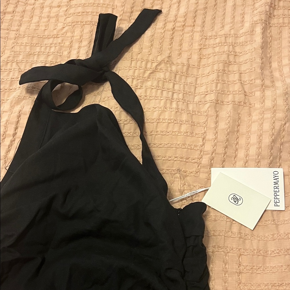 Pepper Mayo Black Halter Dress Annalissa Linen Mini Dress